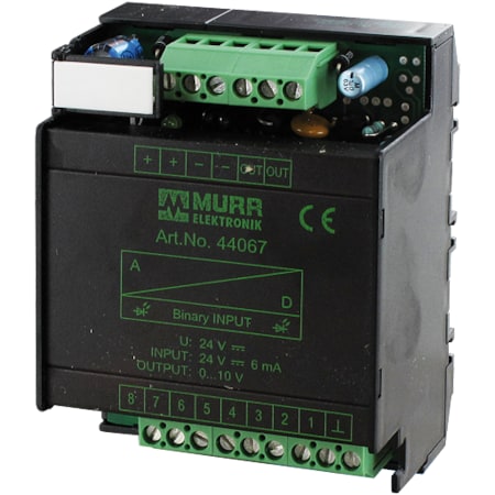 Murrelektronik D/A-CONVERTER 8-BIT - OUTPUT 0 . 10V, IN: 8 Bit - OUT: 0-10 VDC, mounting rail / screw terminal 44067
